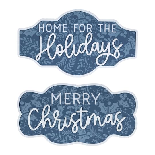 94188DS 18 x 9.5 in., 18 x 10 in. MDF & Paper Christmas & Holidays Sign, Blue & White - Set of 2
